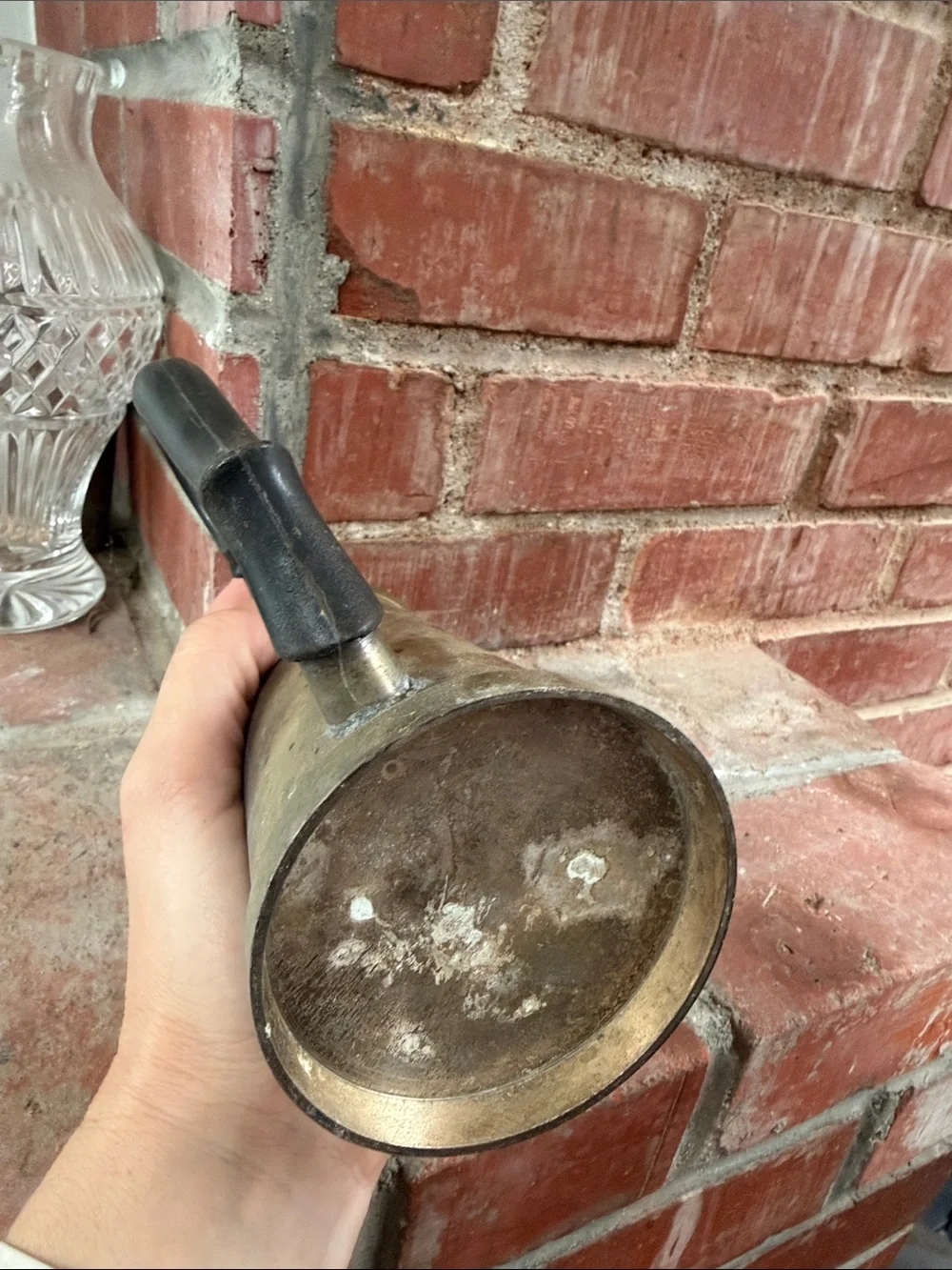 Antique Brass Coffee Pot with Black Handle
